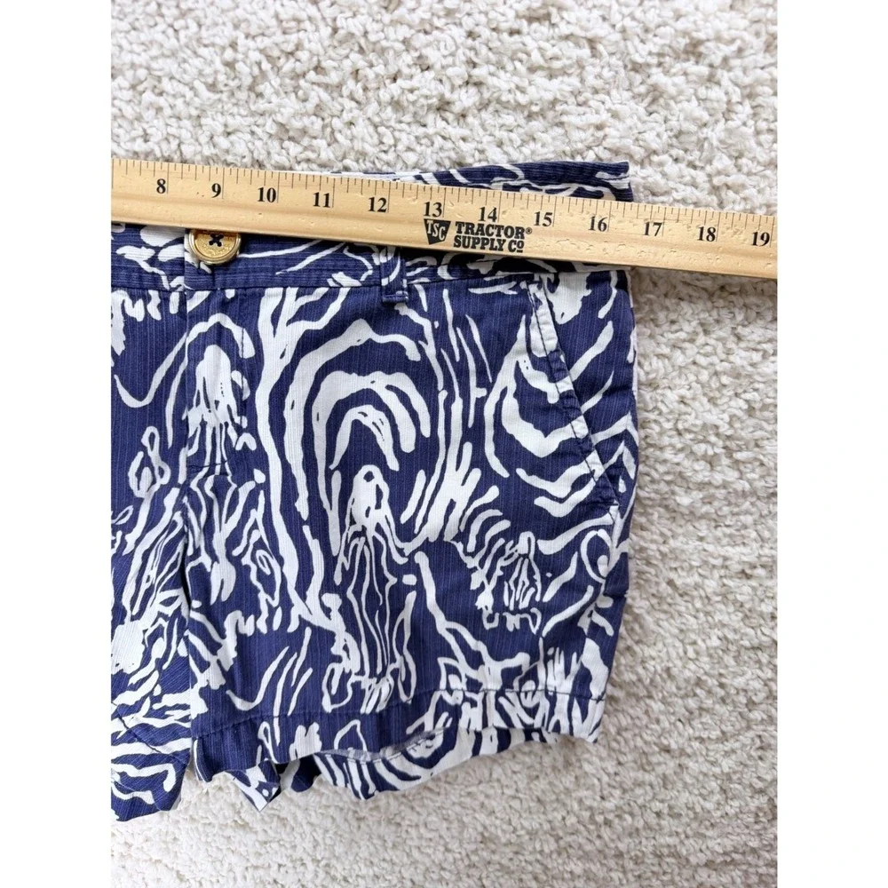 Lilly Pulitzer Callahan Shorts Women 8 Blue Zebra Print Preppy Chino